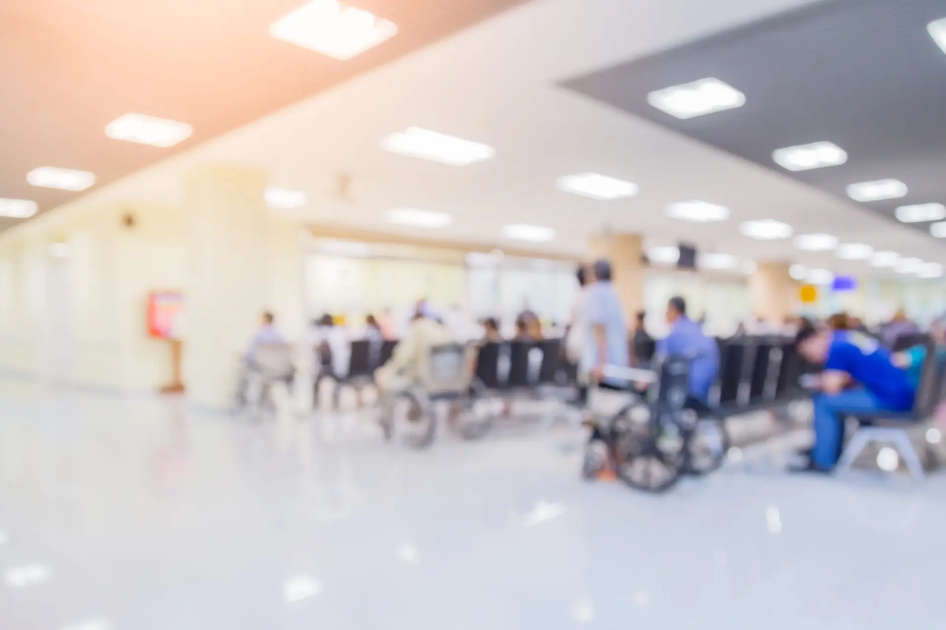 An ER waiting room in soft focus