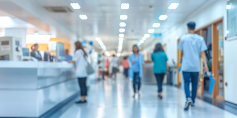 a busy hospital hallway