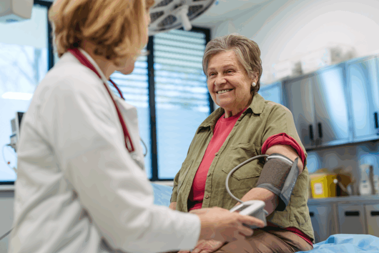 A patient and provider at a clinic