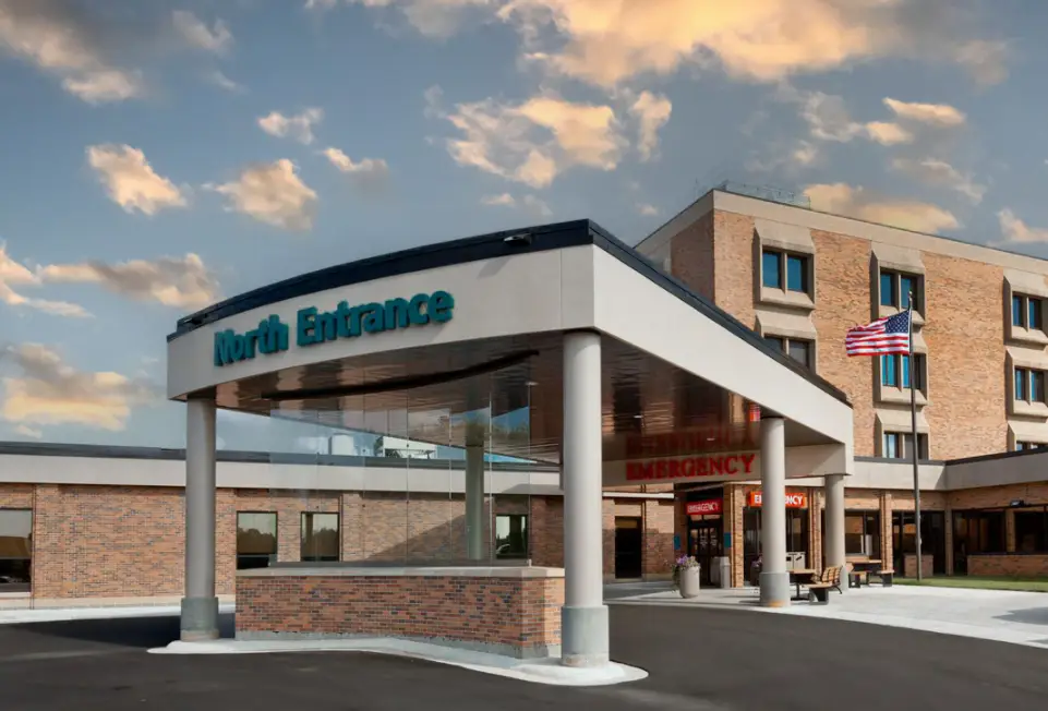 a rural hospital exterior