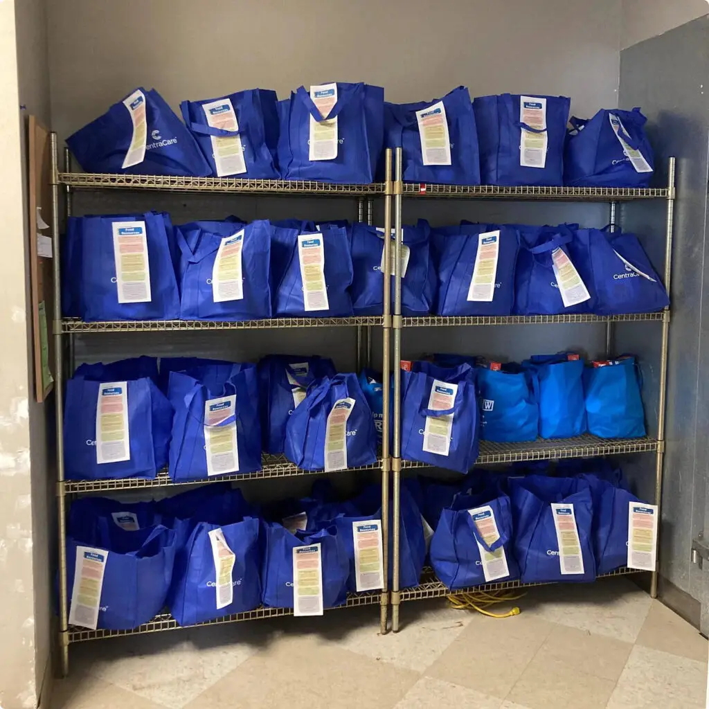 bags of food on shelves