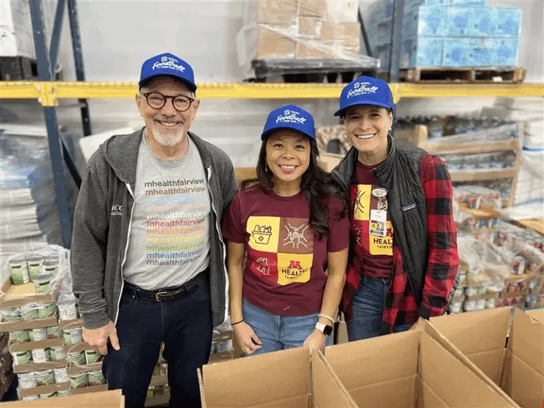 fairview staff packing food boxes