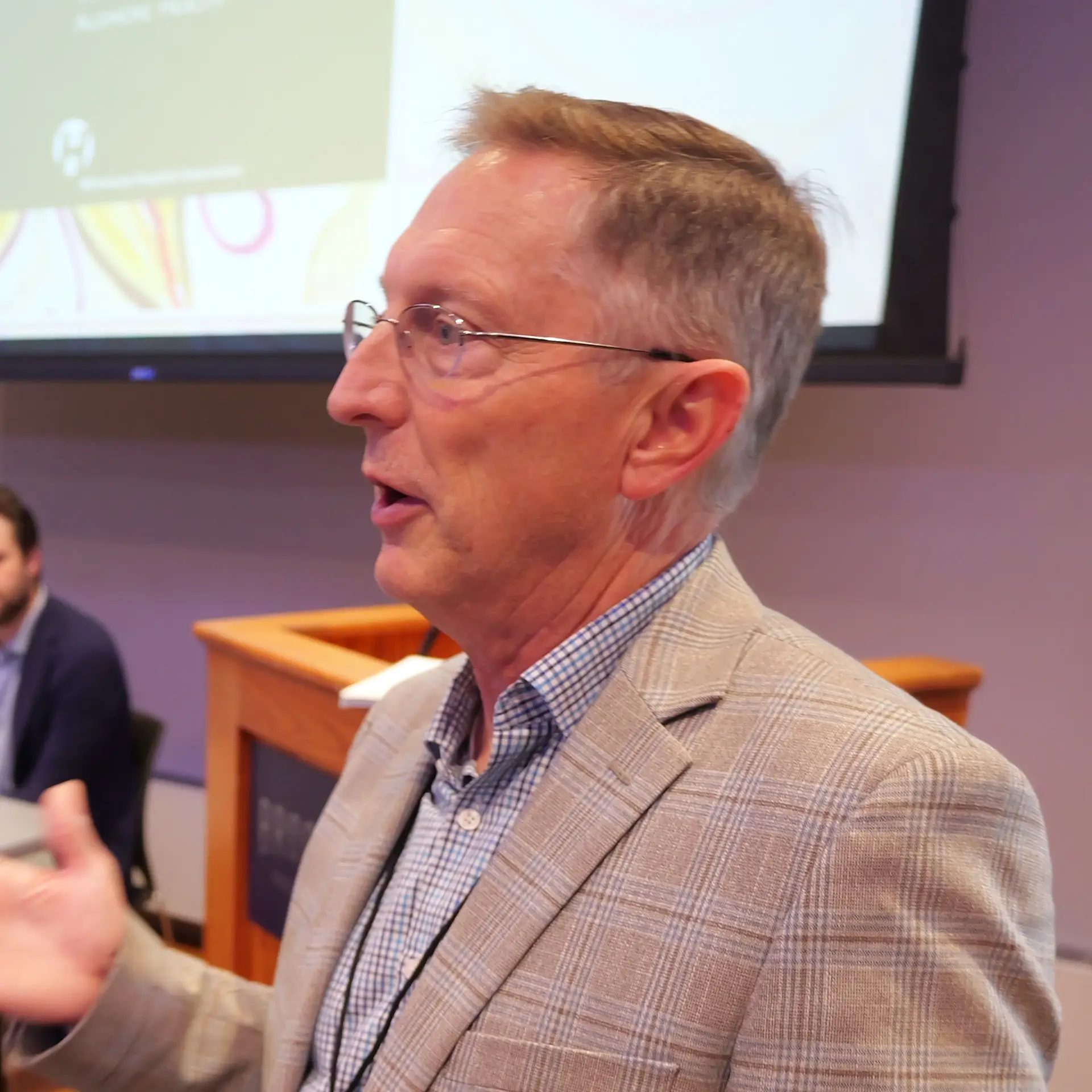 MHA joe schindler speaking at an event